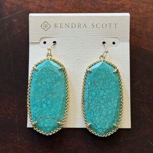NEW - NEVER WORN Kendra Scott Gold and Teal Statement Earrings